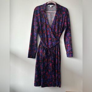 Diane Von Furstenberg New Jeanne Two Cotton Silk Blend Jersey Wrap Dress